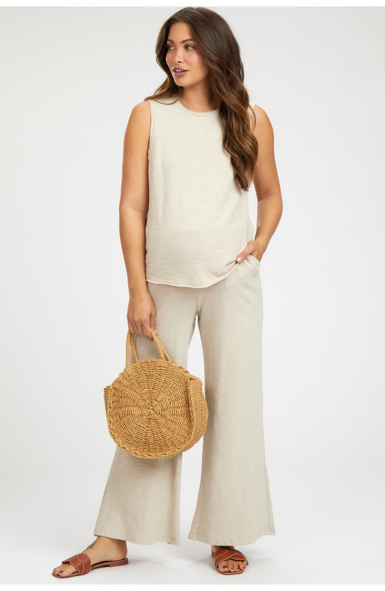 PinkBlush Slub Knit Pants Set, Main, color, Beige