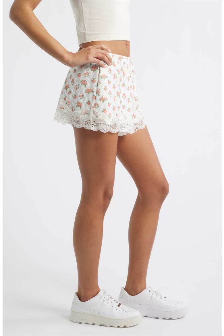 Sunshine & Bows Lace Trim Shorts, Alternate, color, FLOWER PRINT