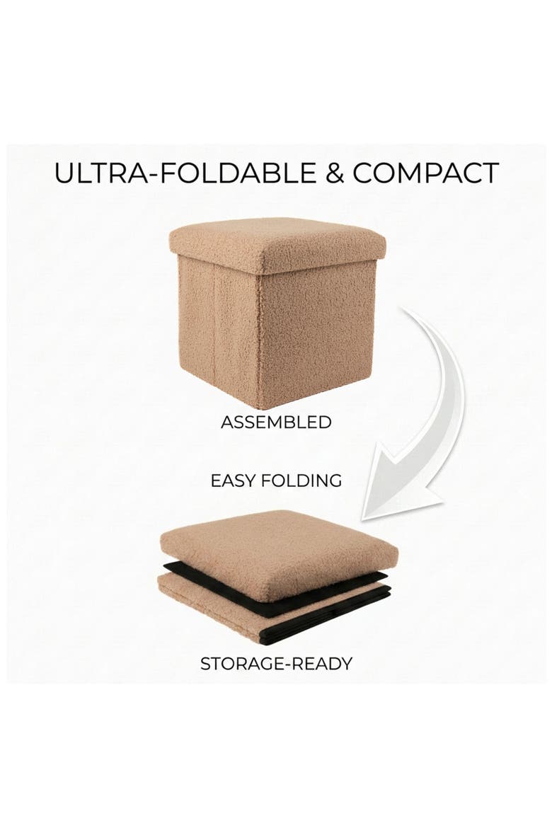Small Cube Teddy Stash Pouf, Alternate, color, TAUPE