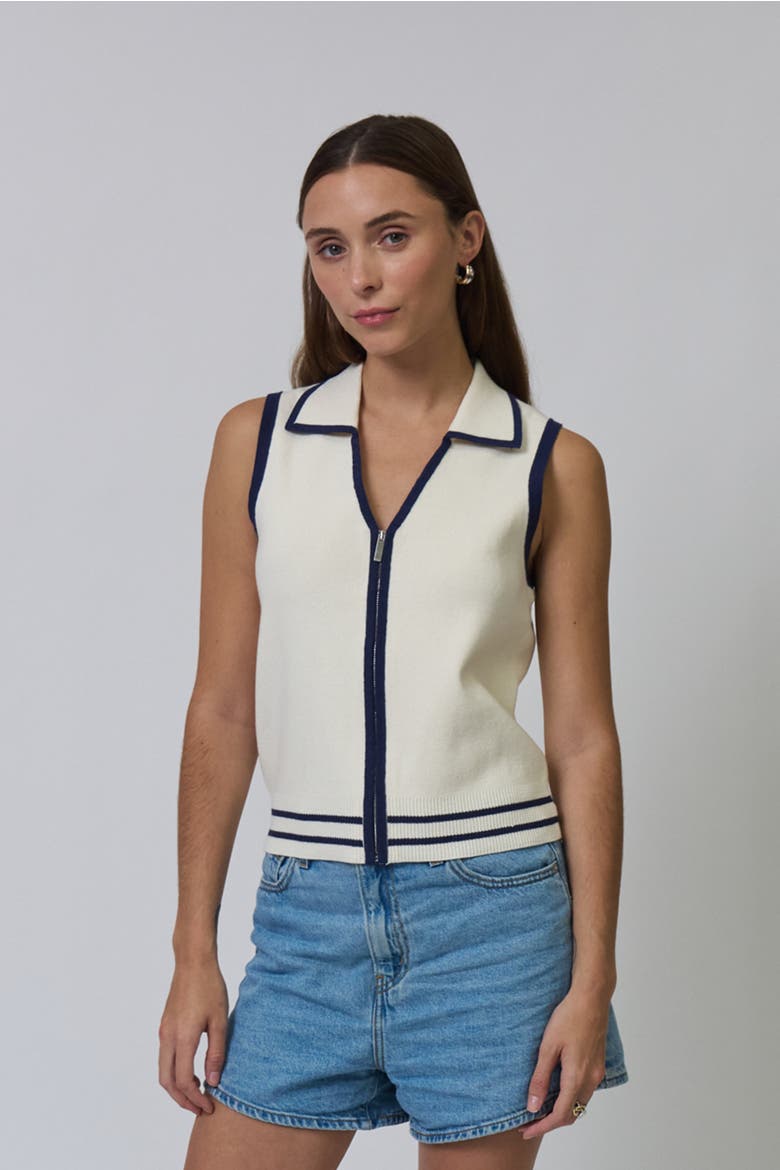 Allie Sleeveless Collared Zip Up, Alternate, color, IVORY