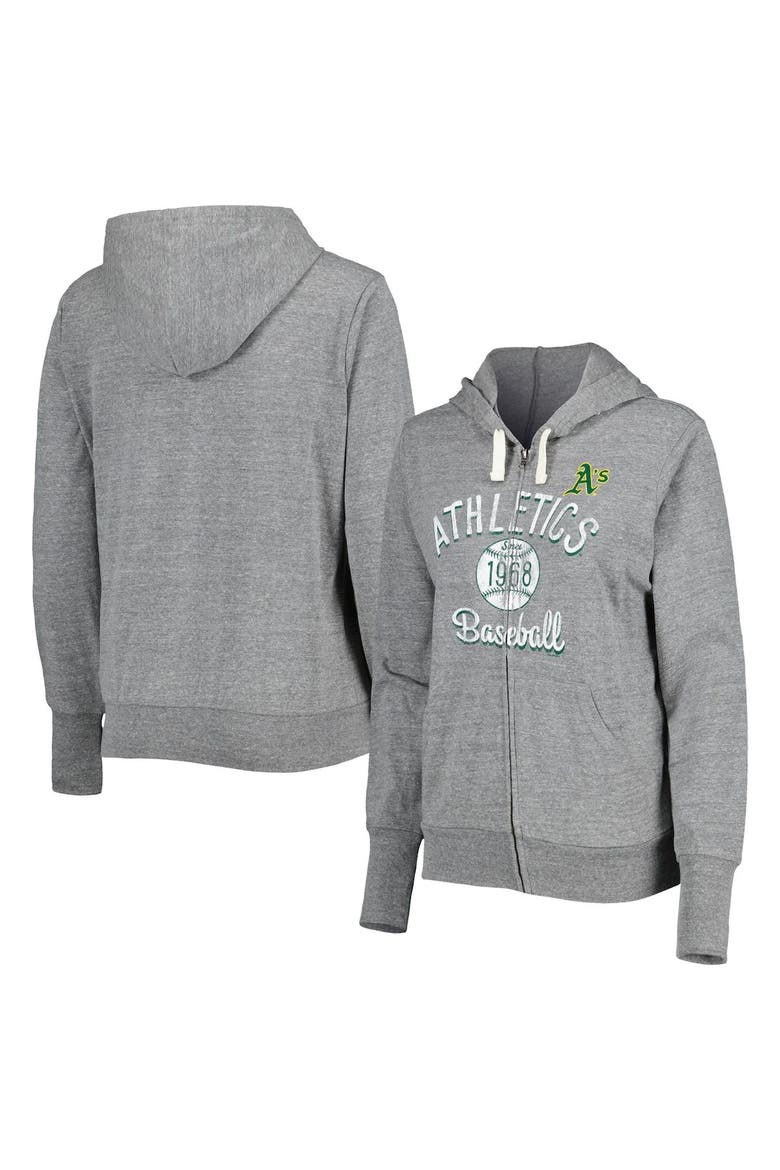 Women's Touch Gray Oakland Athletics Training Camp Tri-Blend Full-Zip Hoodie, Main, color, Gray
