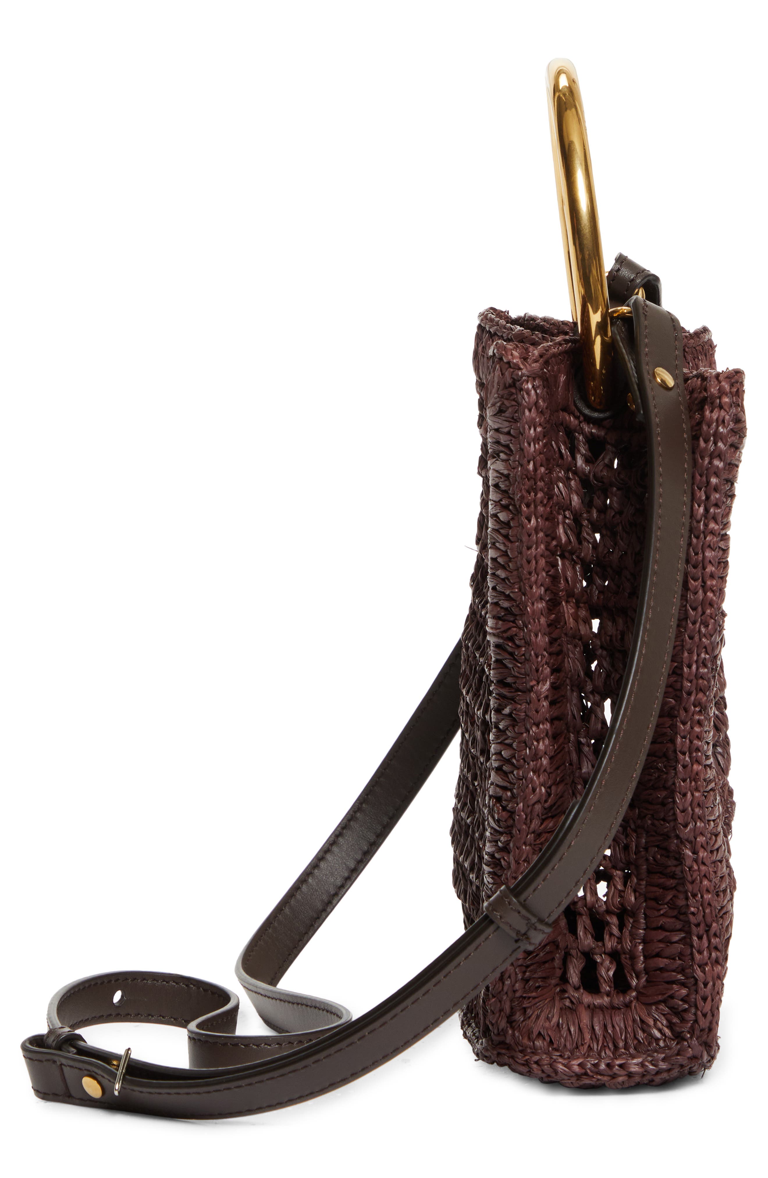 Chloé Mini Summer Banana Raffia Tote, Alternate, color, Kohl Brown