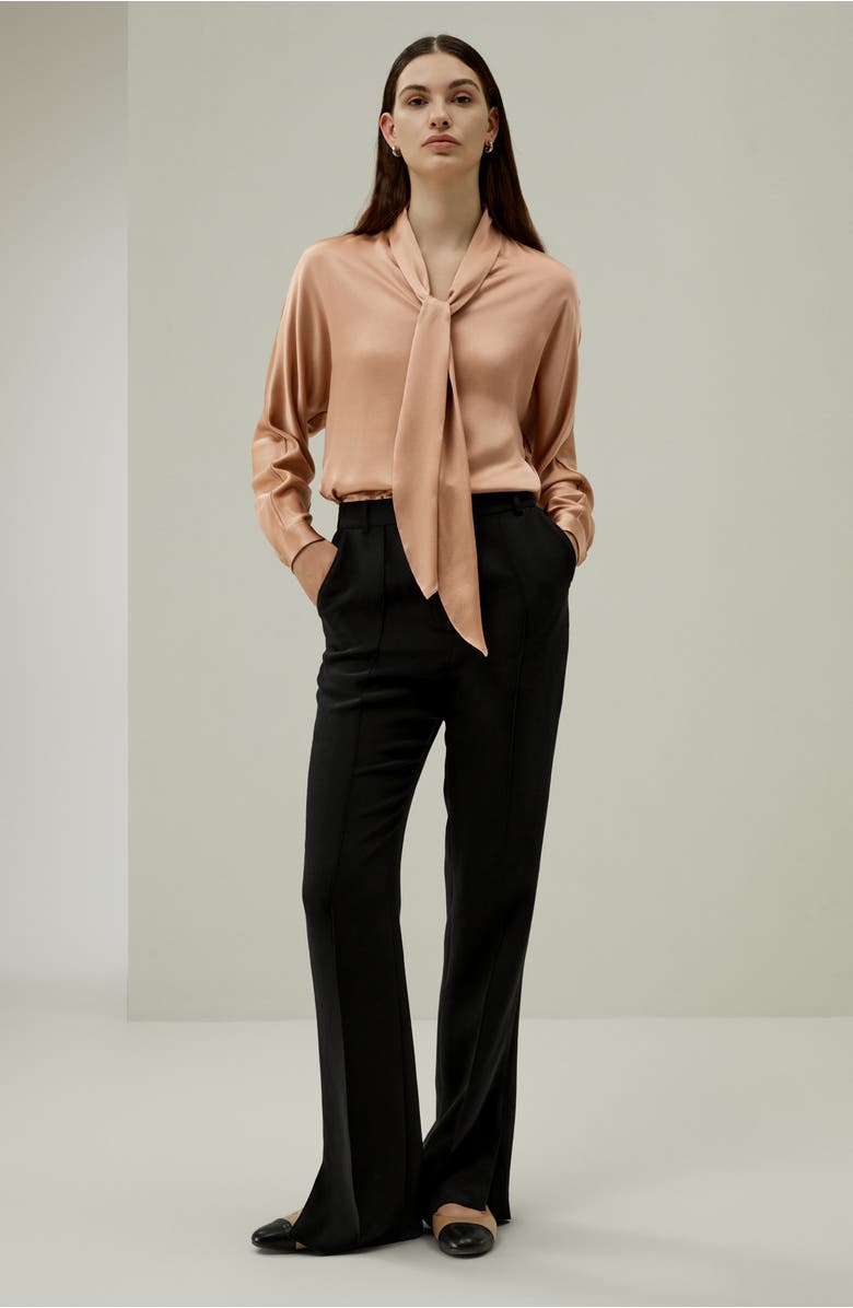 Lilysilk Bat Sleeve Silk Top with Adjustable Neck Tie, Alternate, color, 