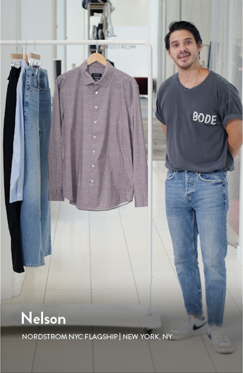 James OoohCotton<sup>®</sup> Mélange Print Button-Up Shirt, sales video thumbnail