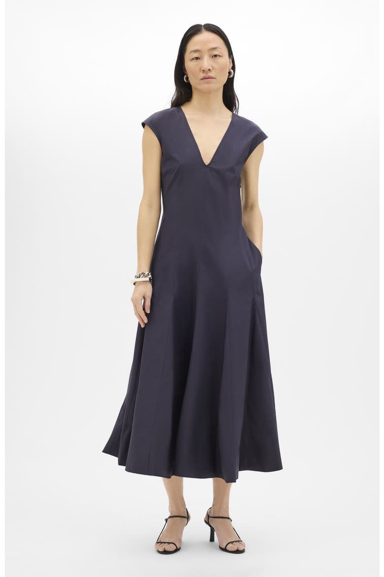 V Neck Day Dress, Main, color, Midnight