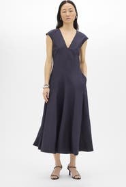 Another Tomorrow V Neck Day Dress