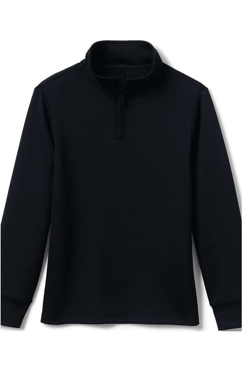 Lands' End School Uniform Kids Quarter Zip Pullover, Main, color, Black