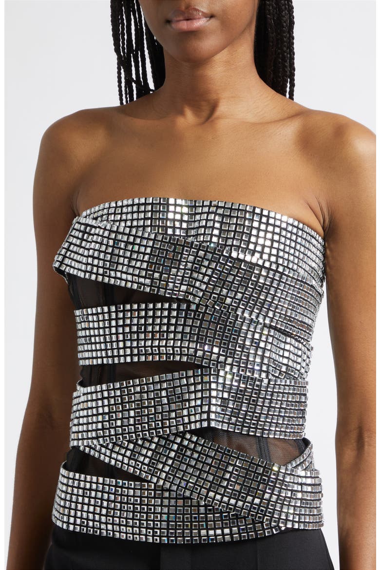 Disco Ball Strapless Top, Alternate, color, BLACK