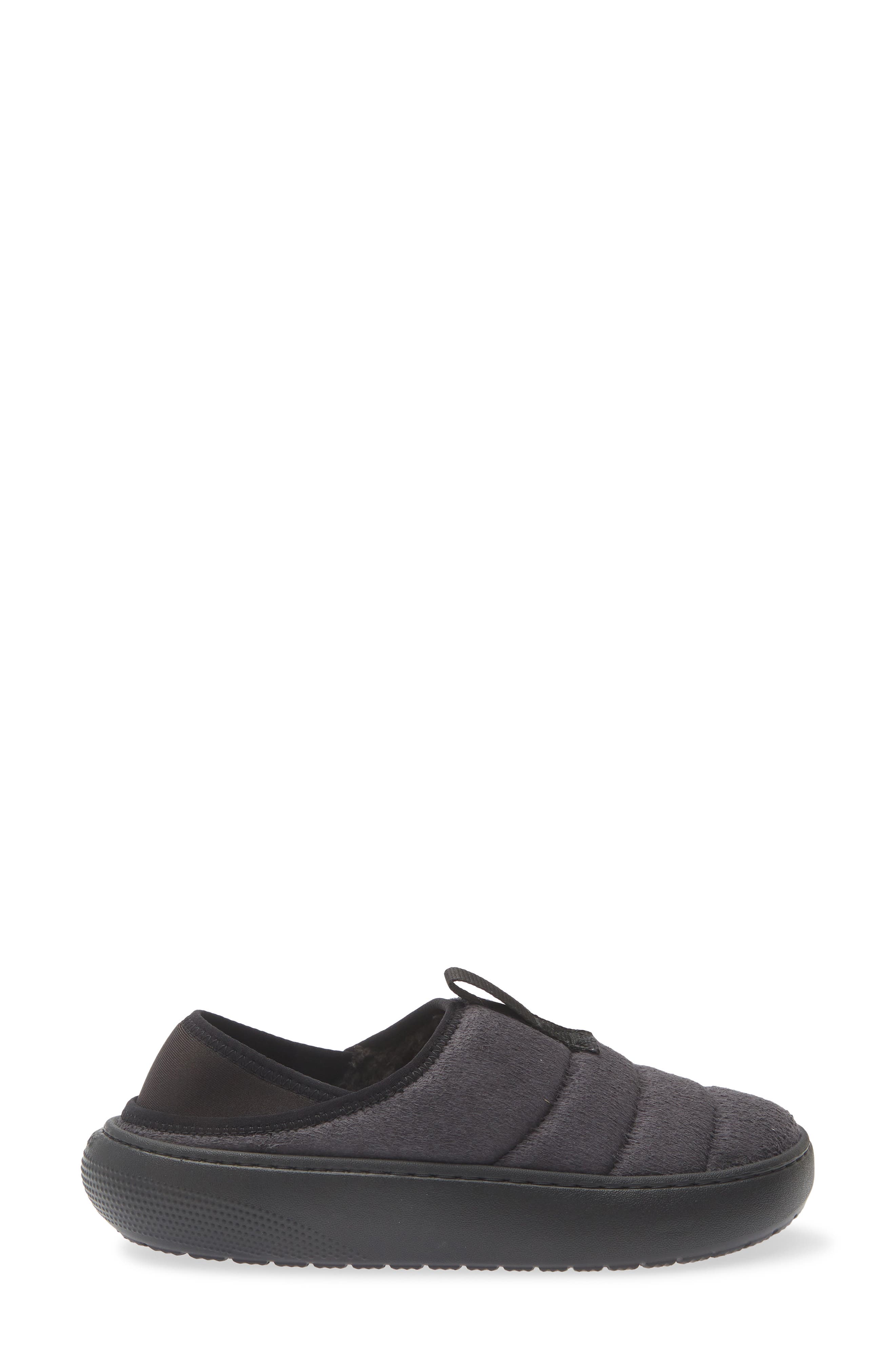 Classic Vegan Suede Quilted Clog, Alternate, color, BLACK
