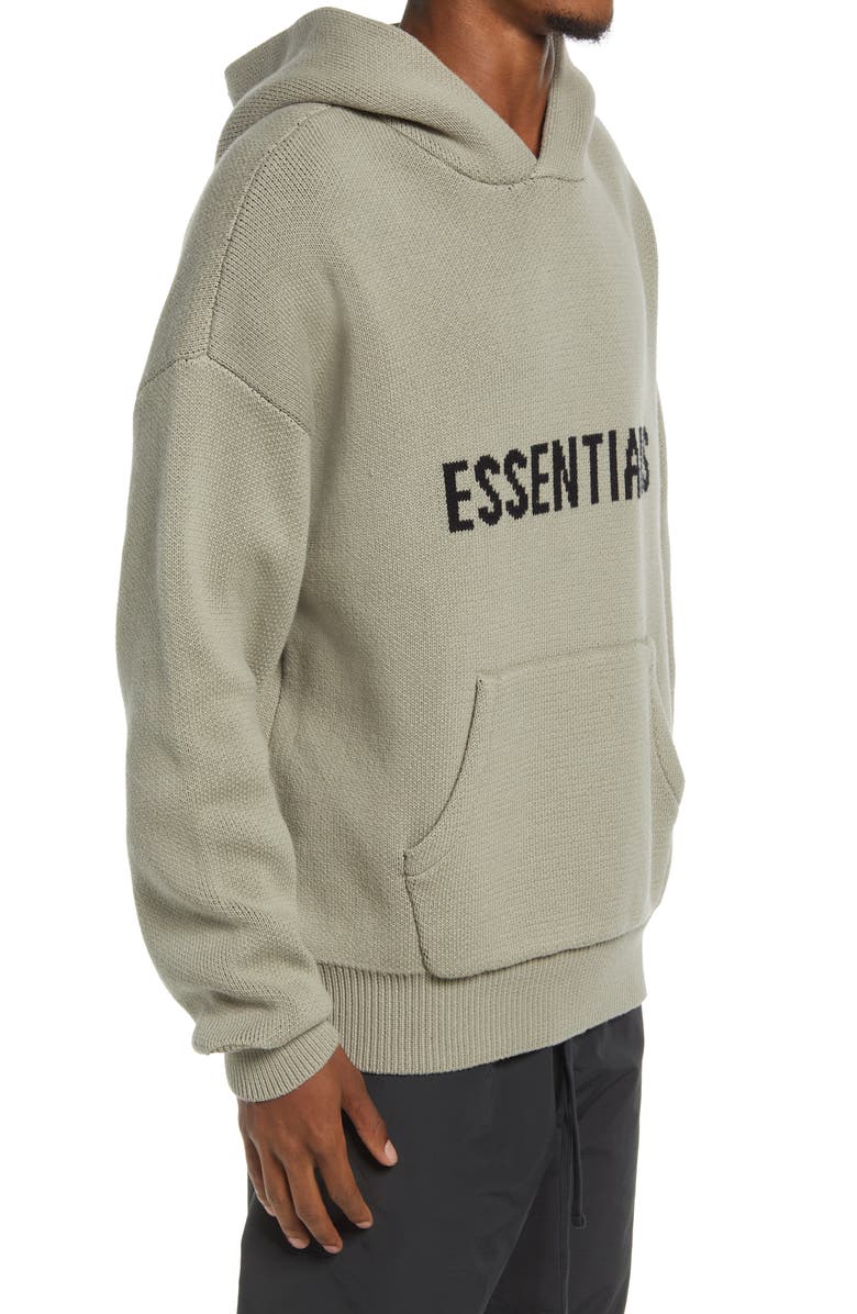 Fear of God Essentials Logo Knit Pullover Hoodie, Alternate, color, Pistachio