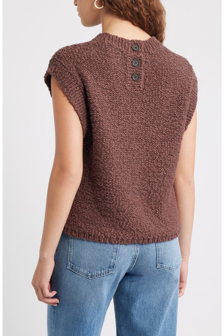 Slub Cotton Cap Sleeve Sweater, Alternate, color, BROWN MALICACIA