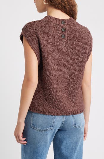 Slub Cotton Cap Sleeve Sweater