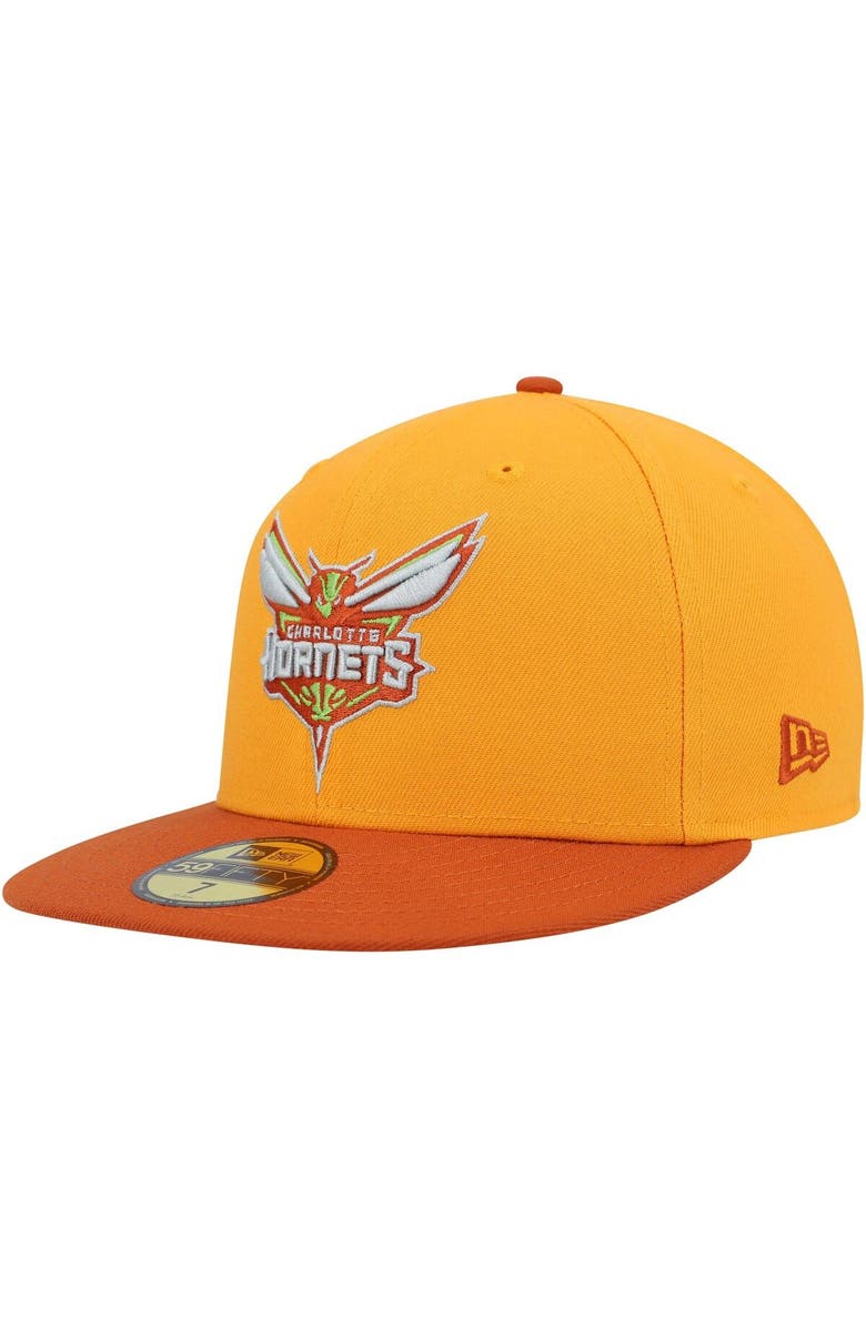 New Era Men's New Era  Gold/Rust Charlotte Hornets 59FIFTY Fitted Hat, Alternate, color, 