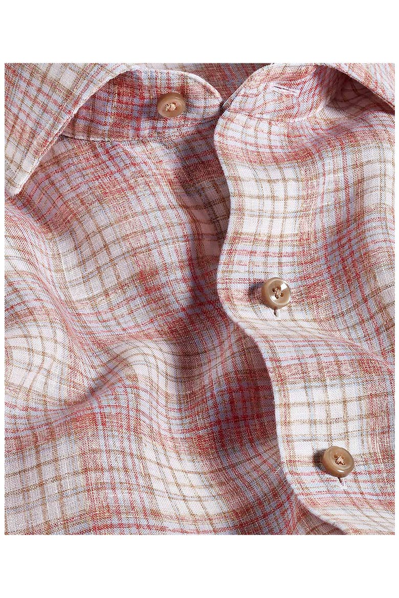 Linen Check Sport Shirt, Alternate, color, RED/ MULTI
