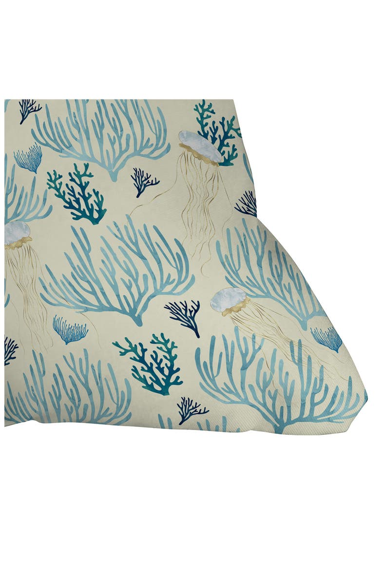 Coral Yellow Square Throw Pillow, Alternate, color, BLUE