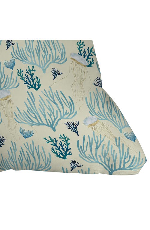 Deny Designs Coral Yellow Square Throw Pillow In Blue