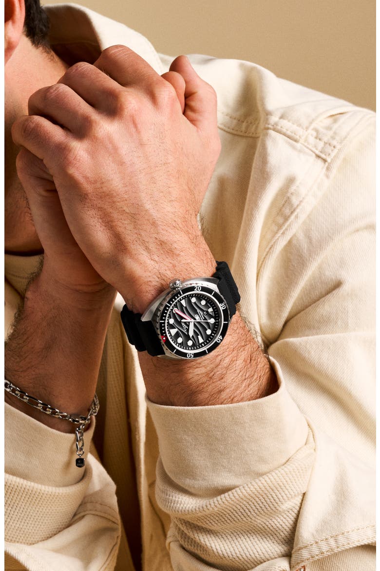 Breaker Silicone Strap Watch, 42mm, Alternate, color, BLACK