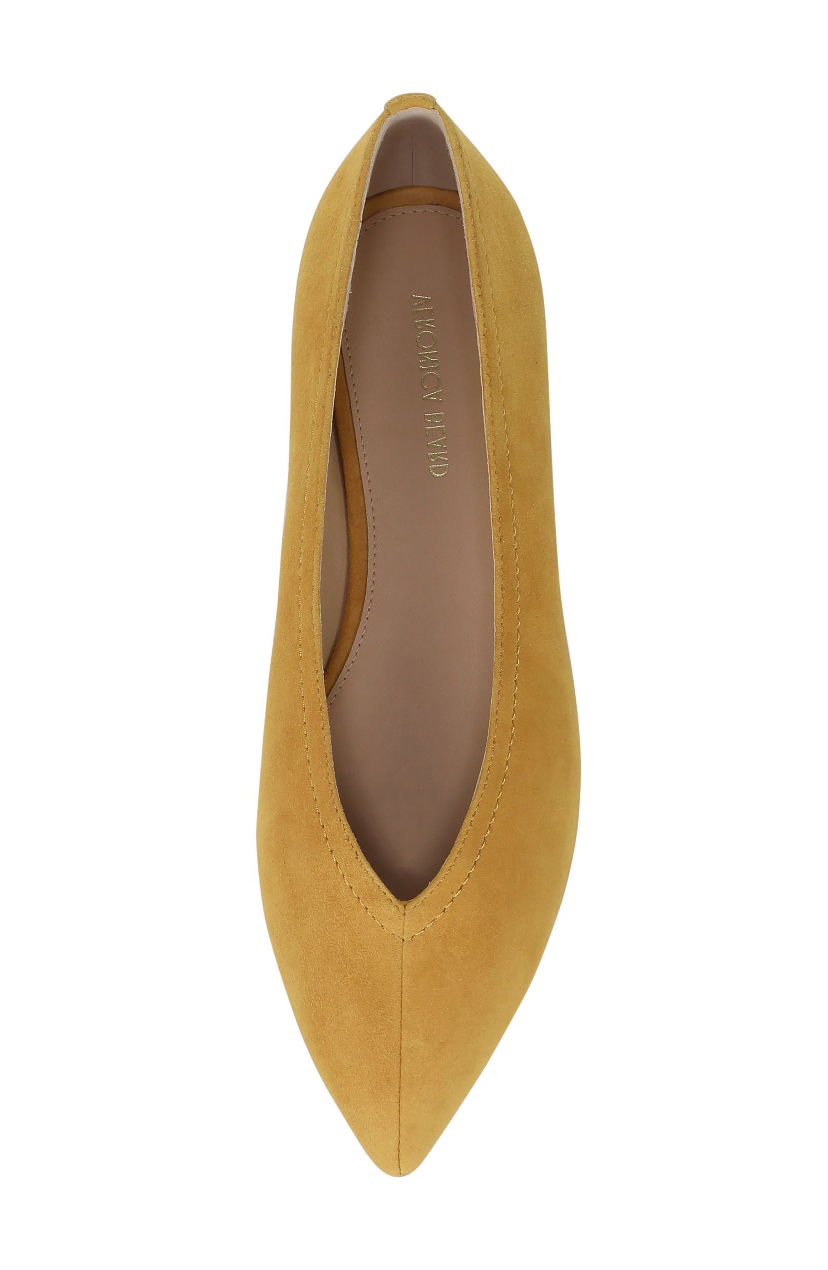 Veronica Beard Bancroft Pointed Toe Flat, Alternate, color, Mustard Yellow Suede