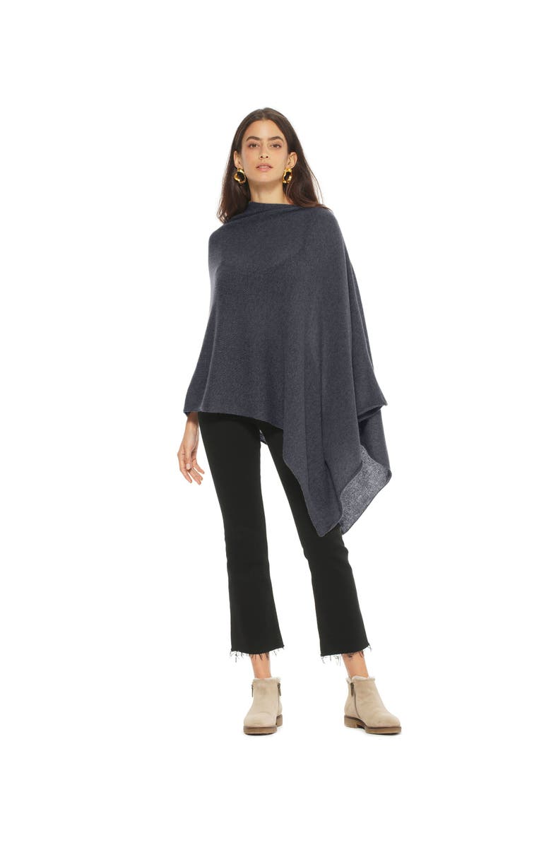 Monticelli Cashmere Essential Pure Cashmere Poncho, Alternate, color, Charcoal