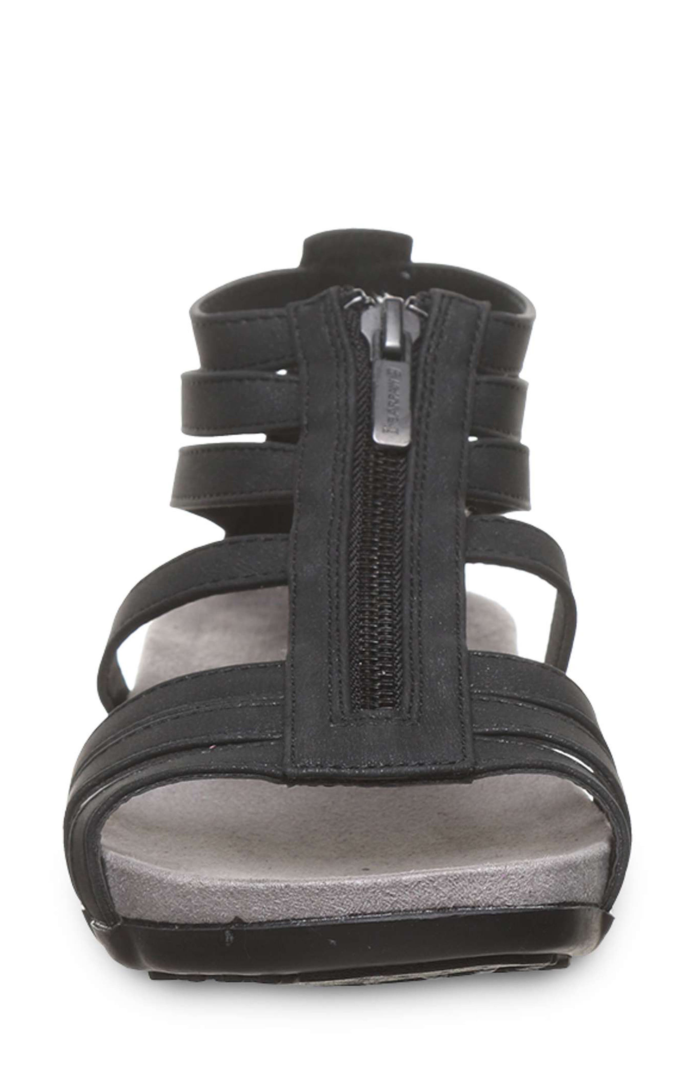 BEARPAW <p>Ronda Faux Leather Sandal (Women)</p>, Alternate, color, Black