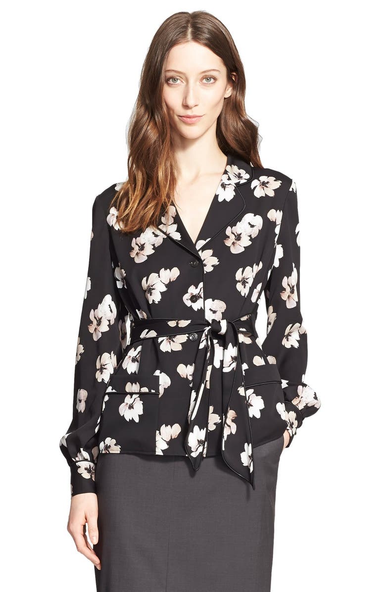 Nordstrom Signature and Caroline Issa Floral Print Silk Twill Blazer, Main, color, 