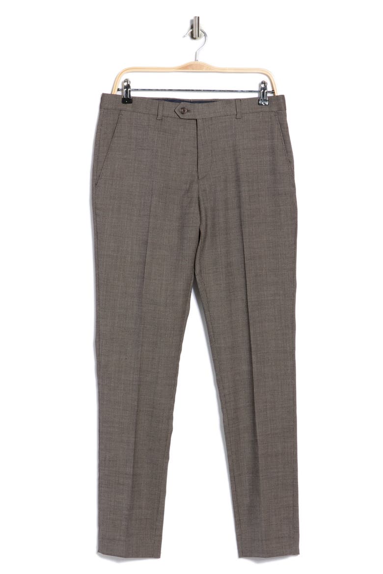 Slim Fit Flat Front Dress Pants, Alternate, color, BROWN