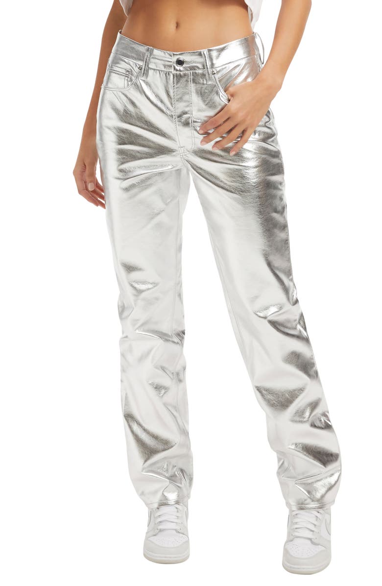 Good American Good Icon Faux Leather Pants, Main, color,