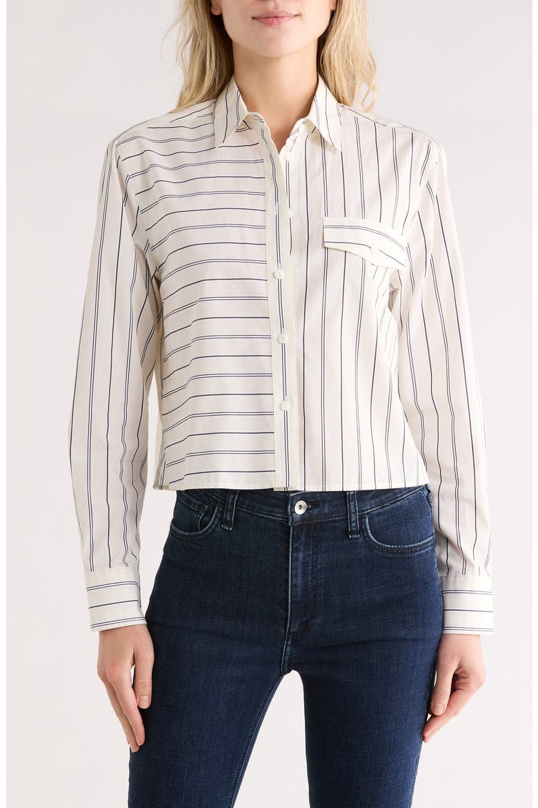 Mina Multistripe Button-Up Shirt, Main, color, IVORY MULTI