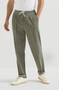 Brunello Cucinelli Garment-dyed trousers in cotton narrow wale corduroy with drawstring and double pleats