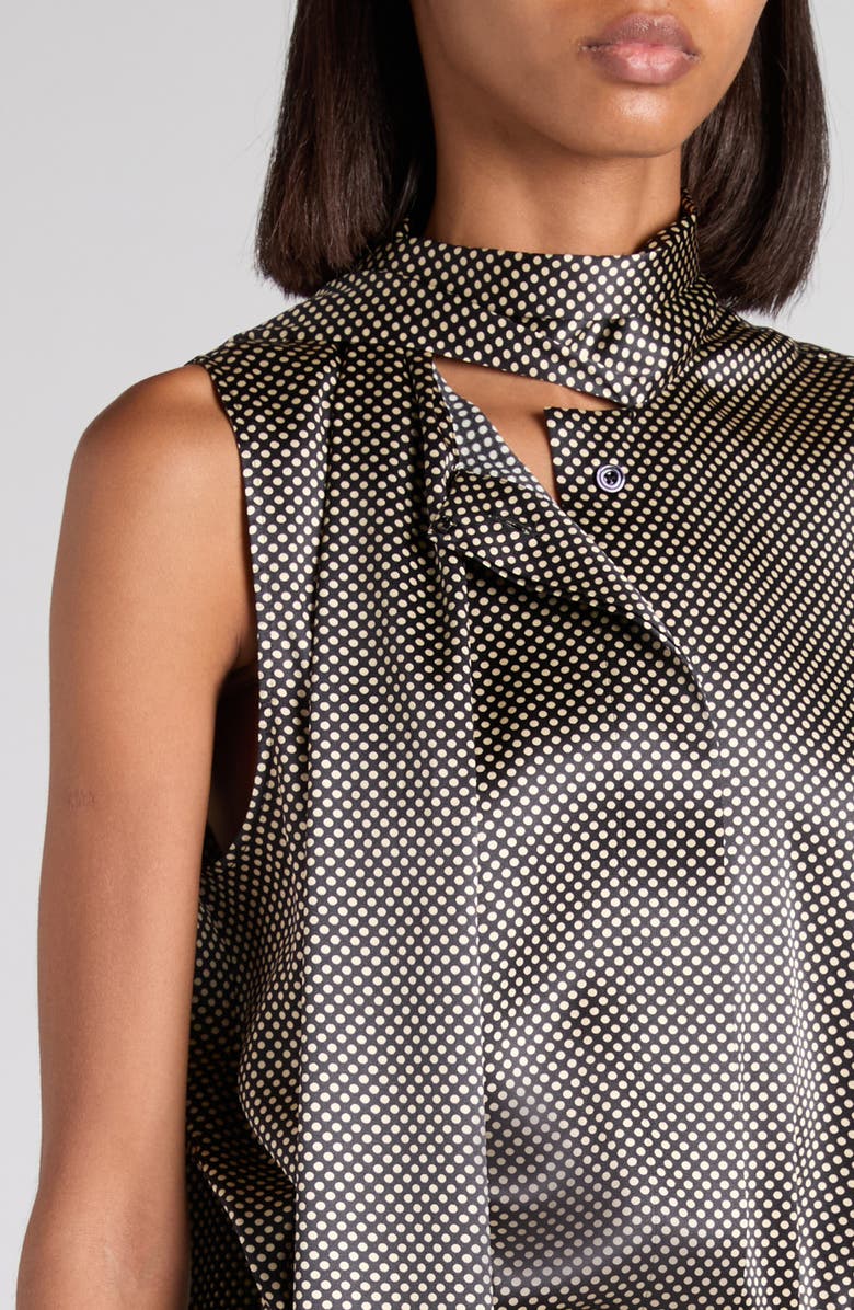 TOM FORD Sleeveless Lavalliere Stretch Silk Satin Top, Alternate, color, Zblaw Black/ White