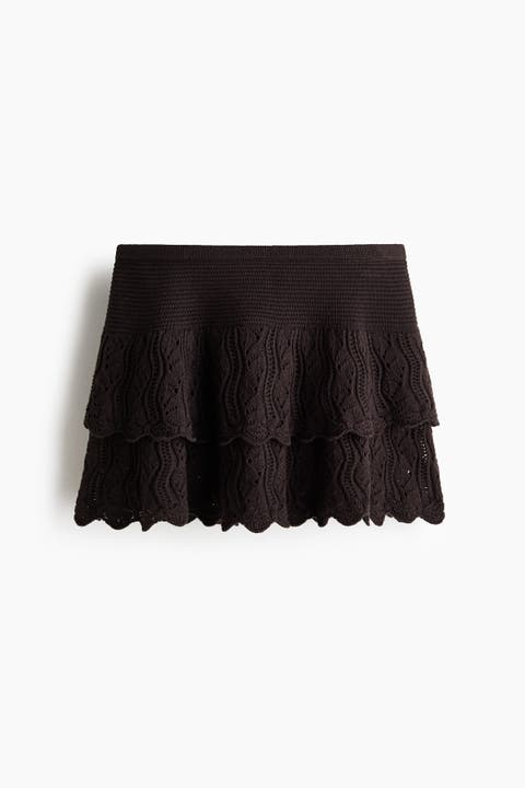 Crochet-look Tiered Skirt