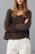 MANGO TEEN Semisheer V-Neck Crop Sweater