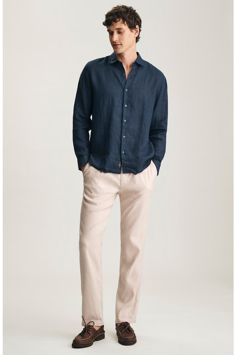 Regular Fit Linen Button-Up Shirt, Alternate, color, BLACK IRIS