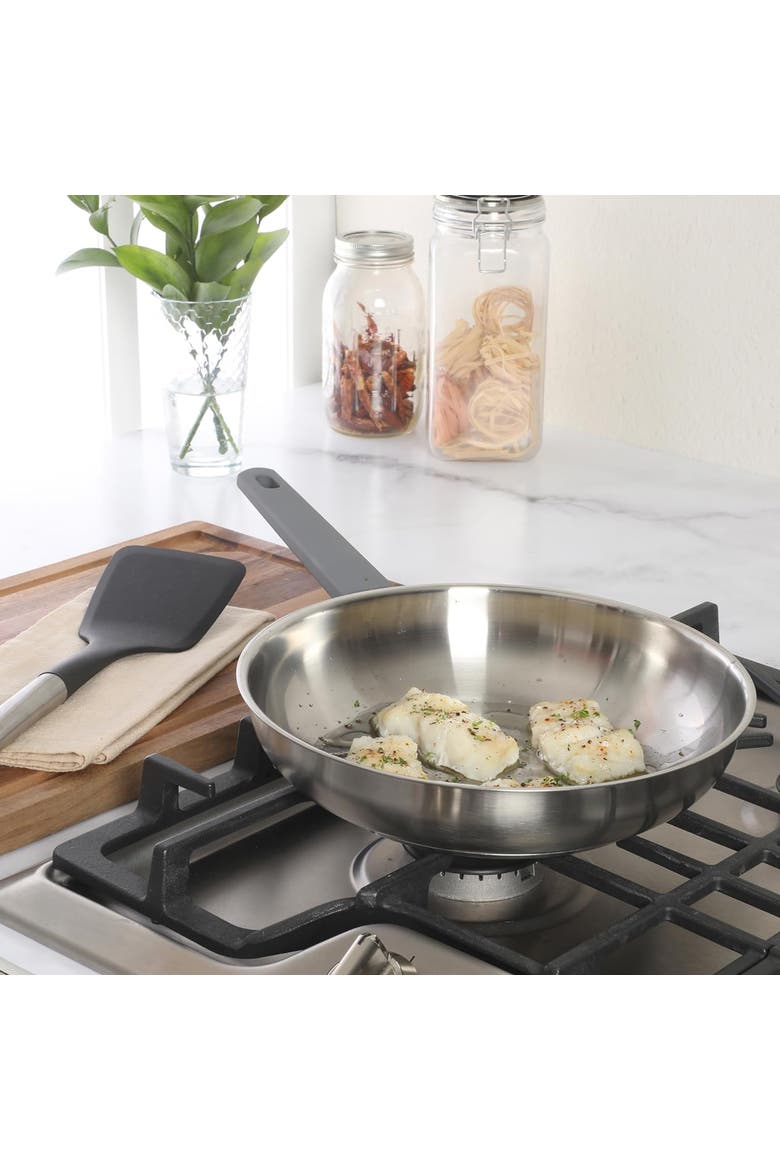 10 Inch Stainless Steel Frying Pan w/ Soft-Touch Handle, Alternate, color, Silver