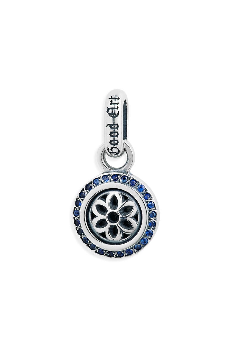Men's Blue Sapphire Lotus Pendant, Main, color, SILVER/ SAPPHIRE