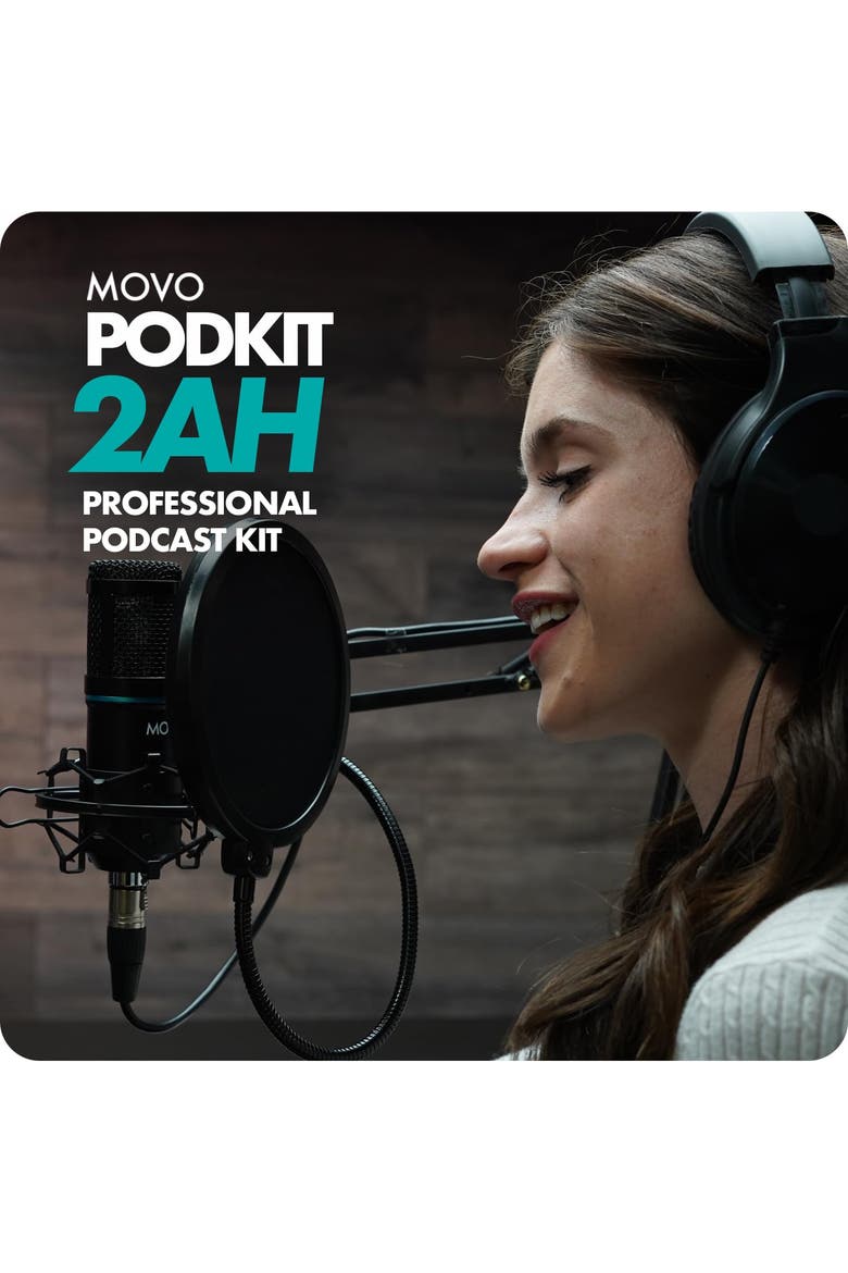 PodKit2AH Podcast Equipment Bundle for 2 Condenser Microphone Kit with USB Audio Interface for Computers, Alternate, color, Black