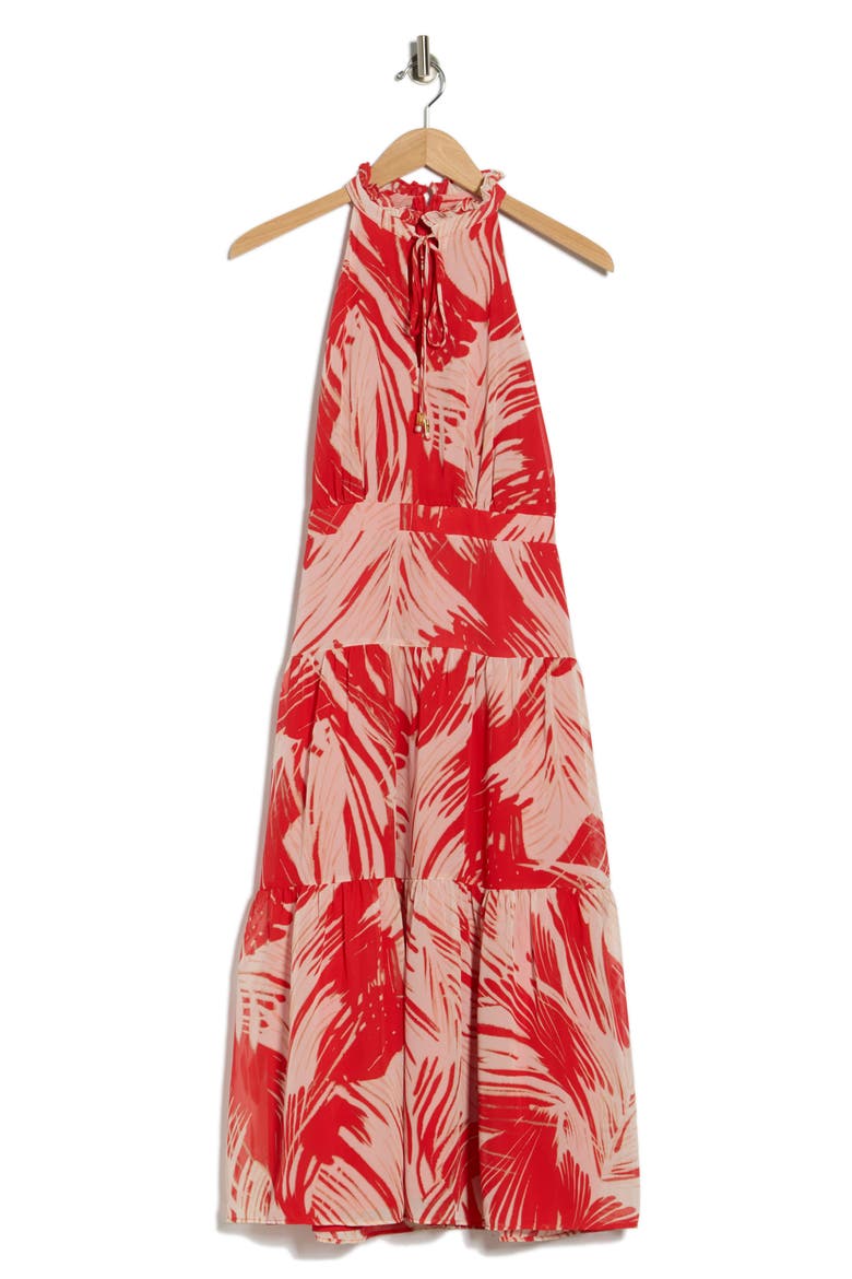 Sleeveless Tiered Chiffon Midi Dress, Alternate, color, RED WHITE