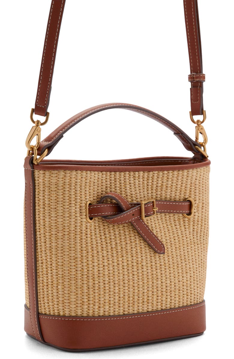 MANGO Canvas & Faux Leather Bucket Bag, Alternate, color,