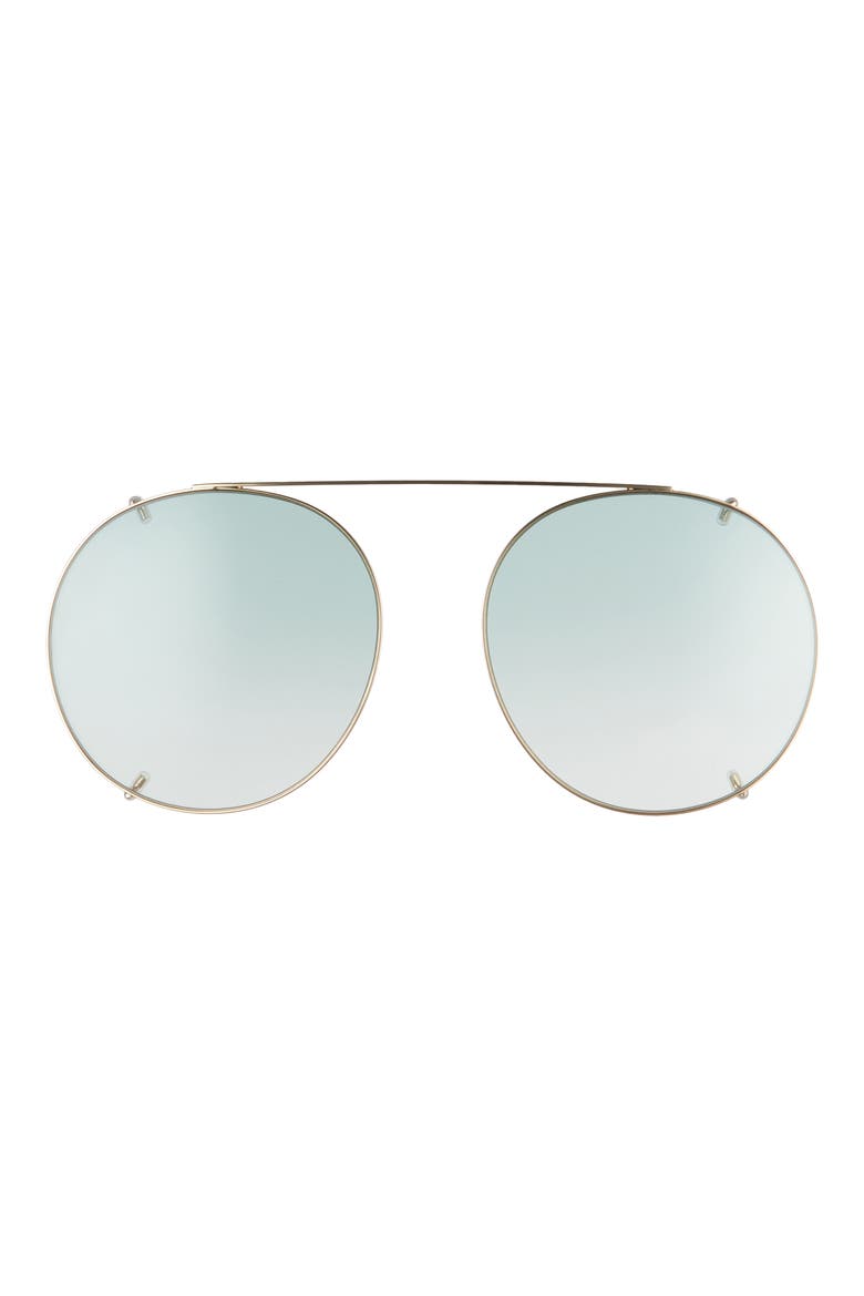 57mm Octagonal Sunglasses with Clip-On Aviator Lenses, Alternate, color, GOLD/ GREEN GRADIENT