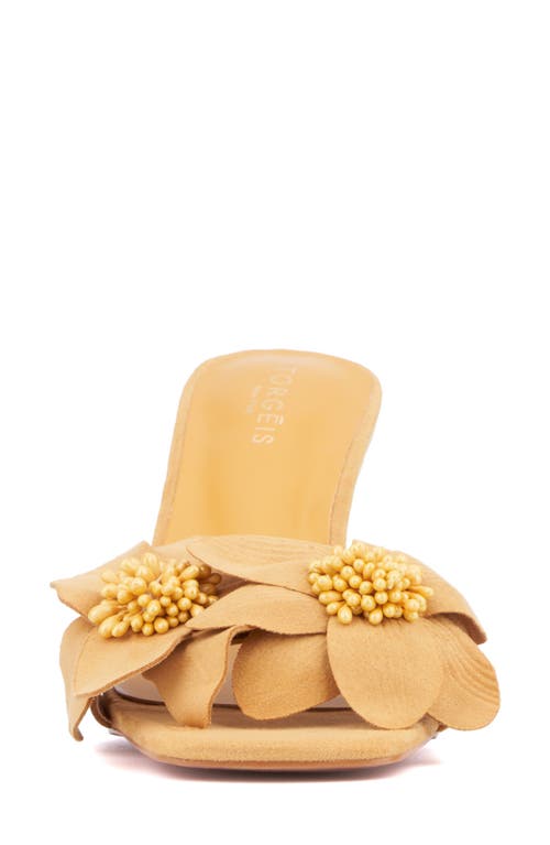 Torgeis Sierra Flower Slide Sandal In Camel