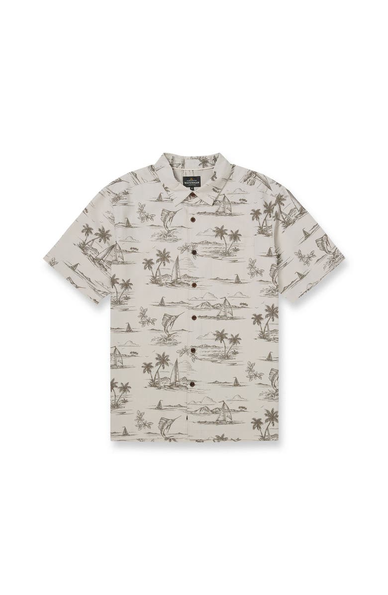 Quiksilver Waterman Sail Away WM SS Short Sleeve Shirt, Alternate, color, Moonbeam