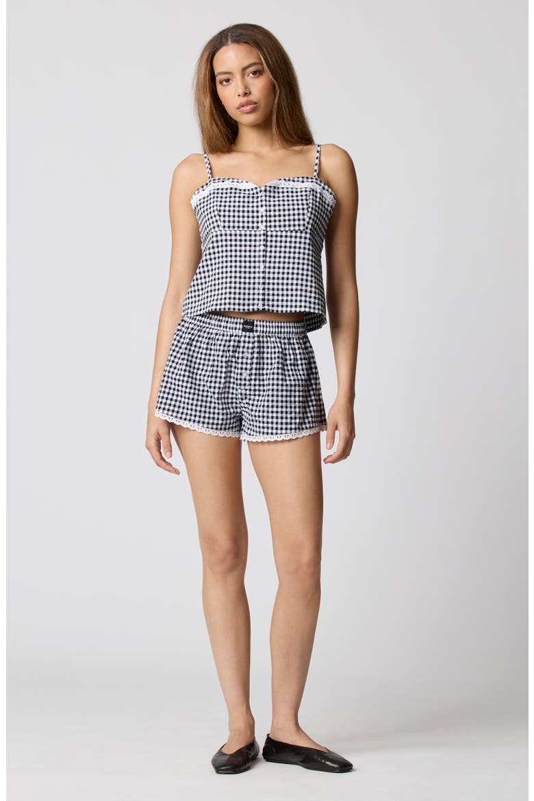 Cheeky Stretch Cotton Boxer, Alternate, color, BLACK/WHITE GINGHAM