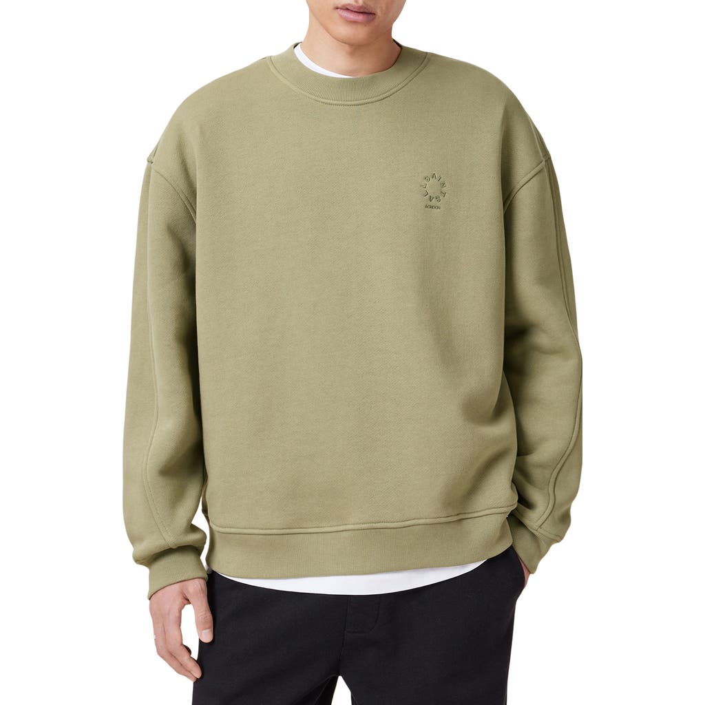 Allsaints Haven Embroidered Logo Oversized Sweatshirt In Light Ash Green