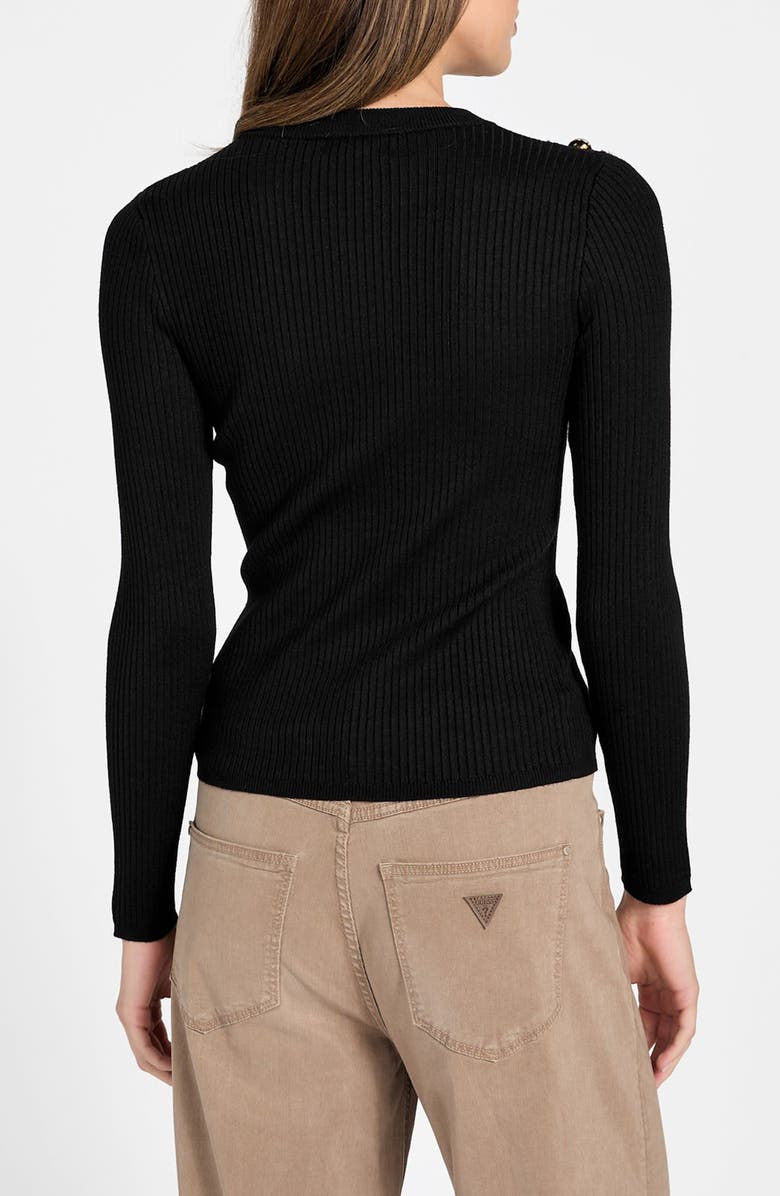 GUESS Vonn Button Detail Rib Sweater, Alternate, color, Black
