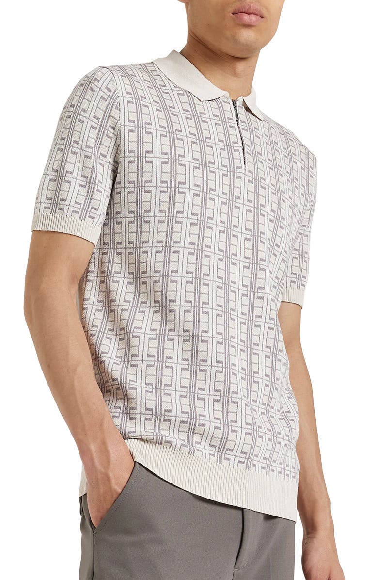 River Island Geo Jacquard Sweater Polo, Main, color, 