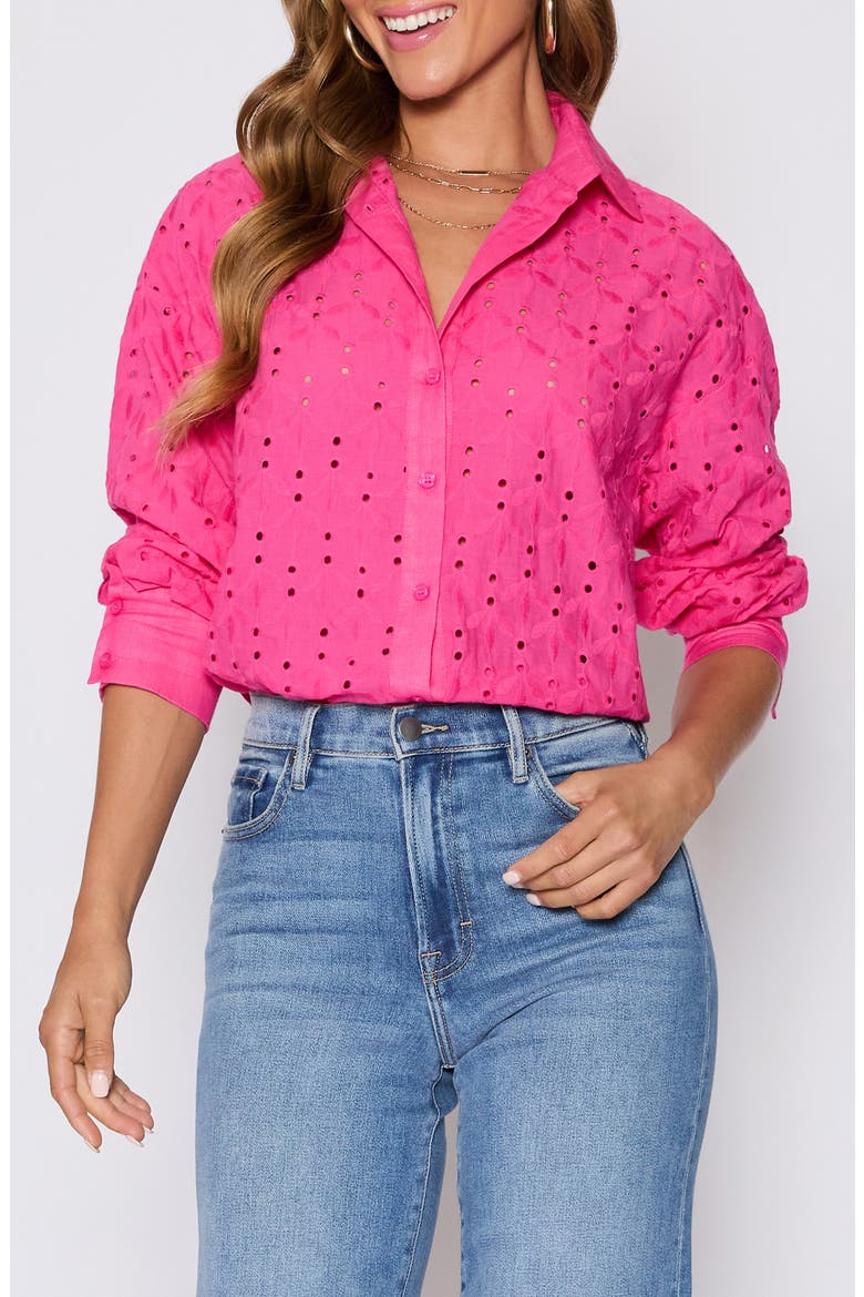 Garden Stroll Floral Eyelet Button-Up Shirt (Nordstrom Exclusive), Main, color, PINK