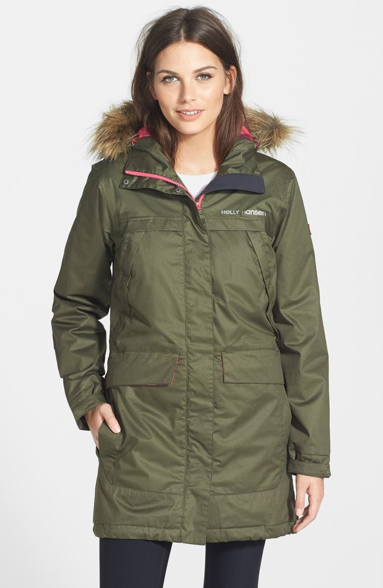 Helly Hansen 'Coastline' SprayTech<sup>®</sup> PrimaLoft<sup>®</sup> Parka with Removable Faux Fur Trim Hood, Main, color,