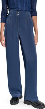 DKNY Topstitch Straight Leg Pants