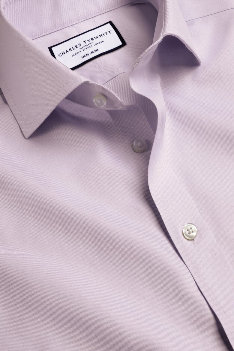 Non-Iron Twill Cutaway Slim Fit Shirt Single Cuff, Alternate, color, Lilac Purple