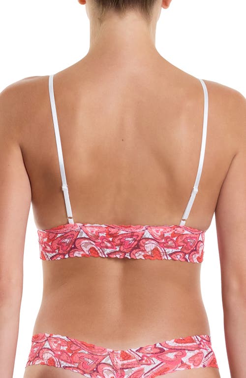 Hanky Panky Printed Signature Lace Padded Triangle Bralette In Pink